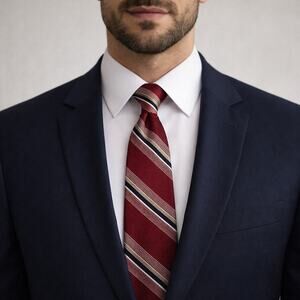 Vintage Christian Dior Silk Tie Red Navy Stripe 58” 3.5” Designer Necktie